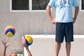 Dan Klatt overlooks women's water polo training