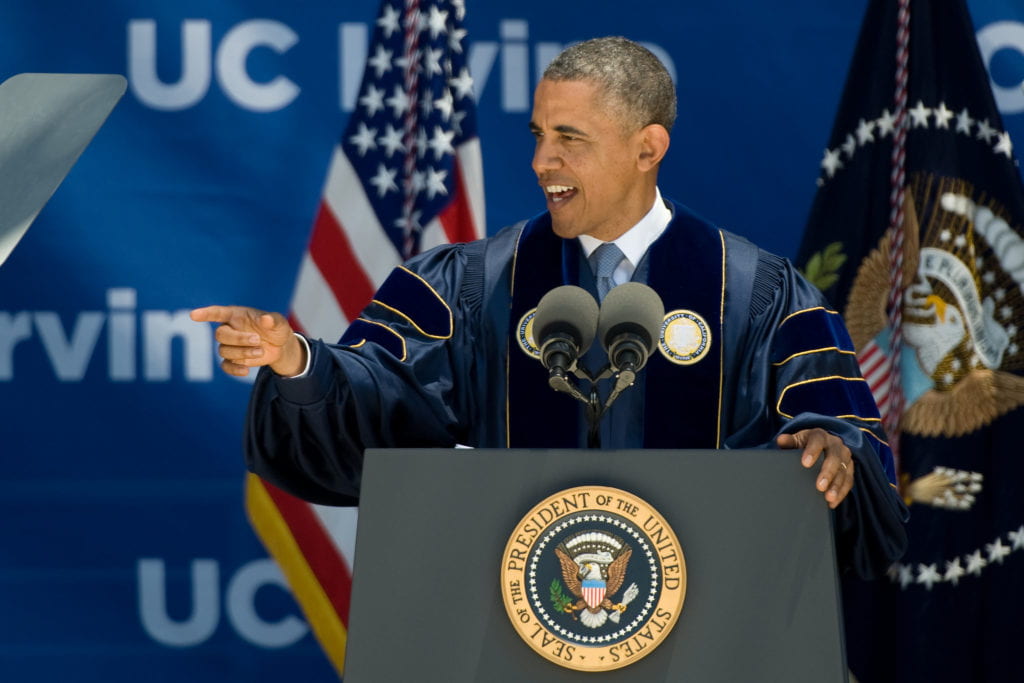 Obama speaking at Commencement
