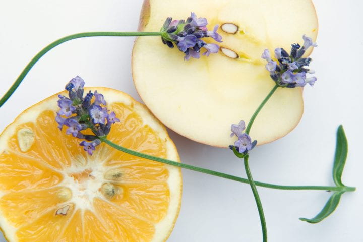 Sprigs of Lavender, a Lemon and an Apple