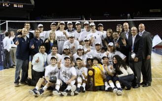 UCI's Men's Volleyball Team with NCAA Title trophy