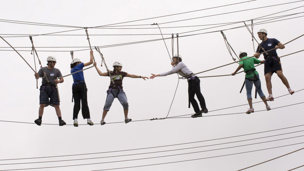 People on the rope course at the ARC