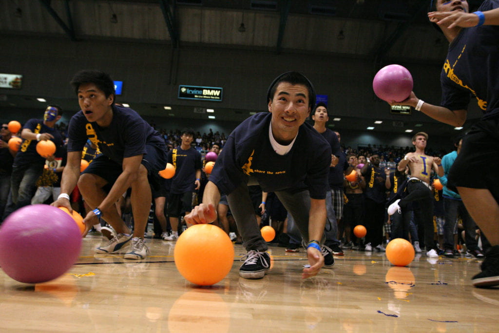 Students breaking the dodgeball world record