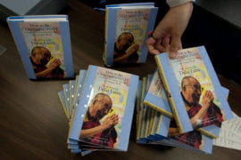 Copies of the Dalai Lama’s latest book