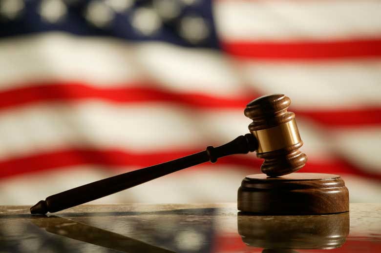 Gavel in front of an American Flag