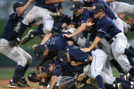 Anteater players celebrate making the 2007 College World Series