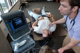 Will McKleroy and Sam Dodson practice portable ultrasound
