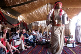 Olive Tree Initiative students lunch with the Majalis, a prominent Bedouin family