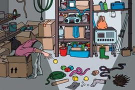 Graphic of junk in a garage