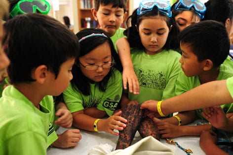 First- through fourth-graders studying ancient Egypt