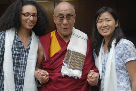 Bethel Mesgana, and Jasmine Fang with the Dalai Lama
