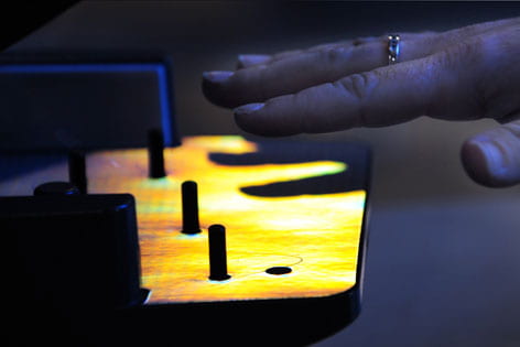 biometric device to read hand prints of members