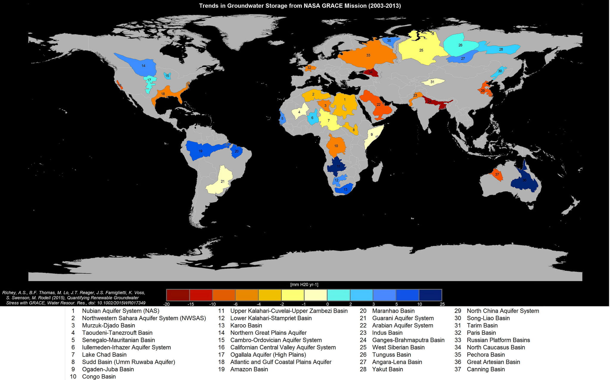 World map of aquifer depletion