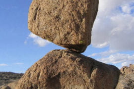 A precariously balanced rock near Searchlight, Nev.