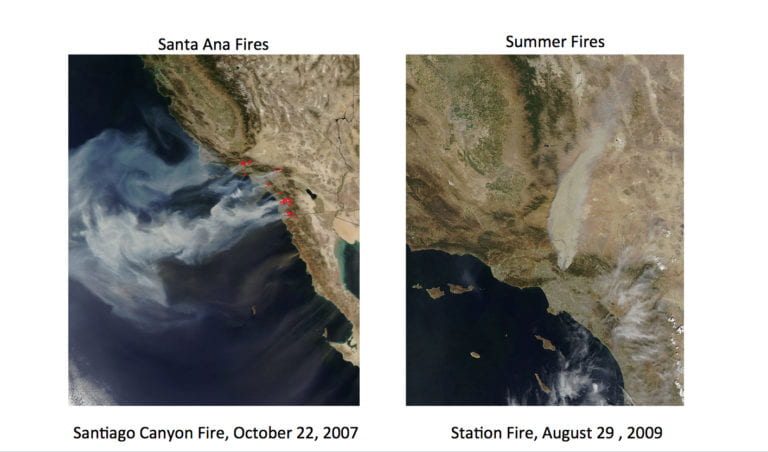 Southern California wildfires exhibit split personalities