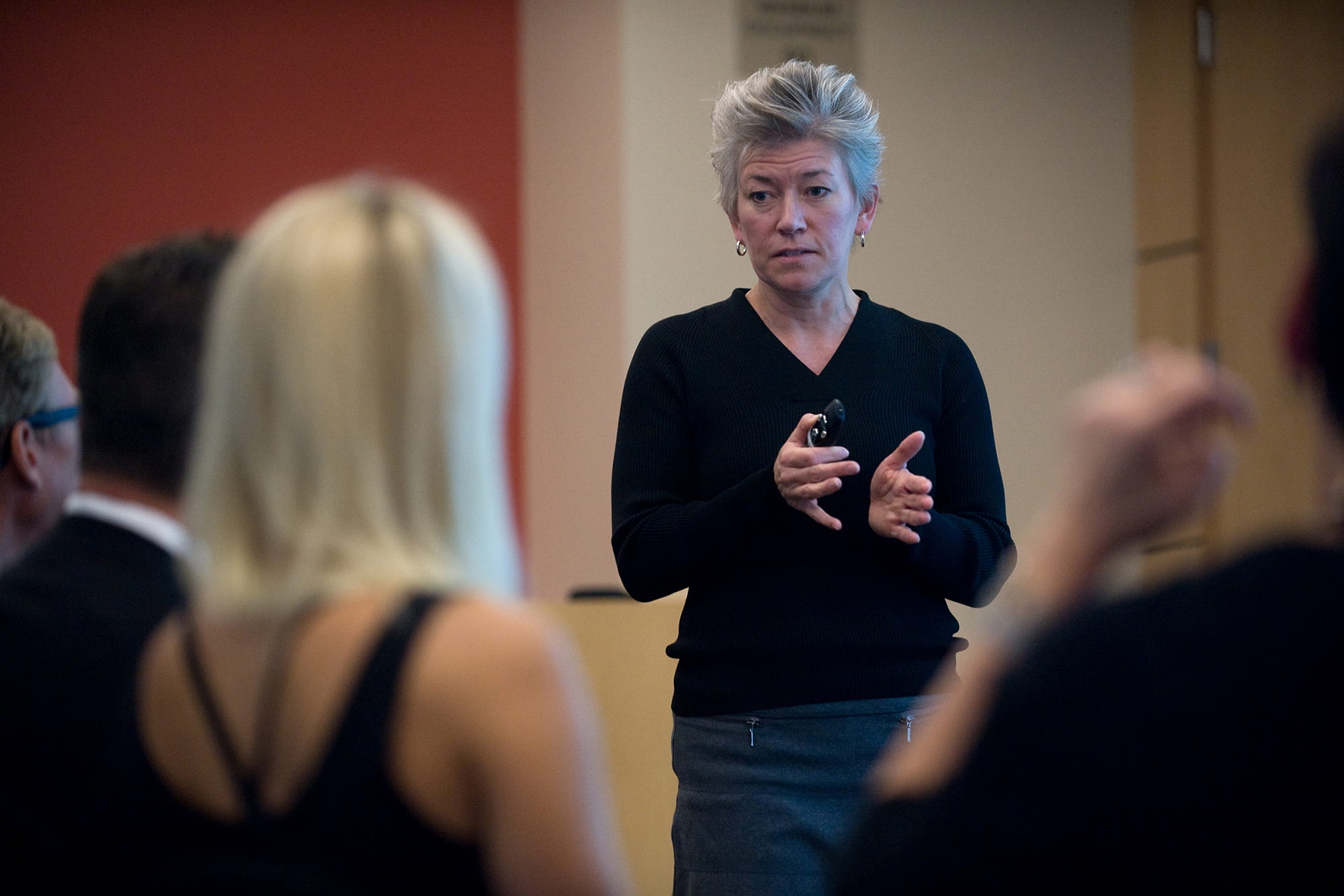 Aileen Anderson gives a presentation in 2015 at Gross Hall.