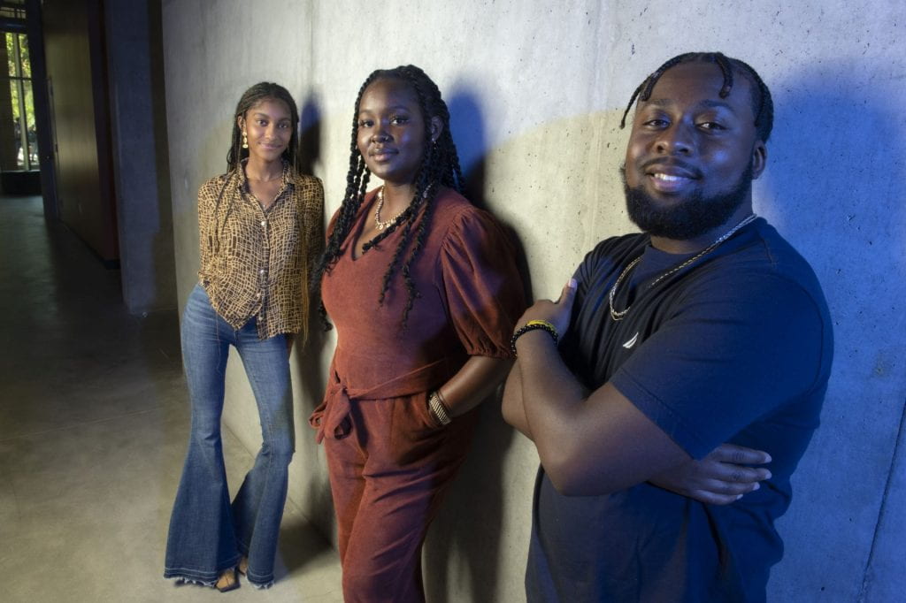 Black Studies Cluster students, from the right: Tariq Edwards, Konny Wade and Cienna Benn.