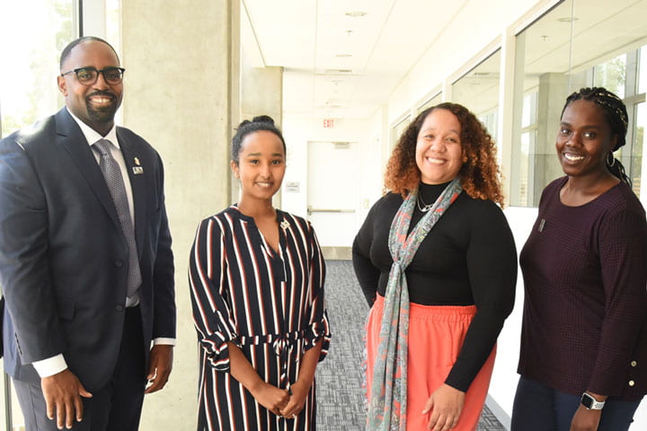 Black Studies Cluster students, from the right: Tariq Edwards, Konny Wade and Cienna Benn.