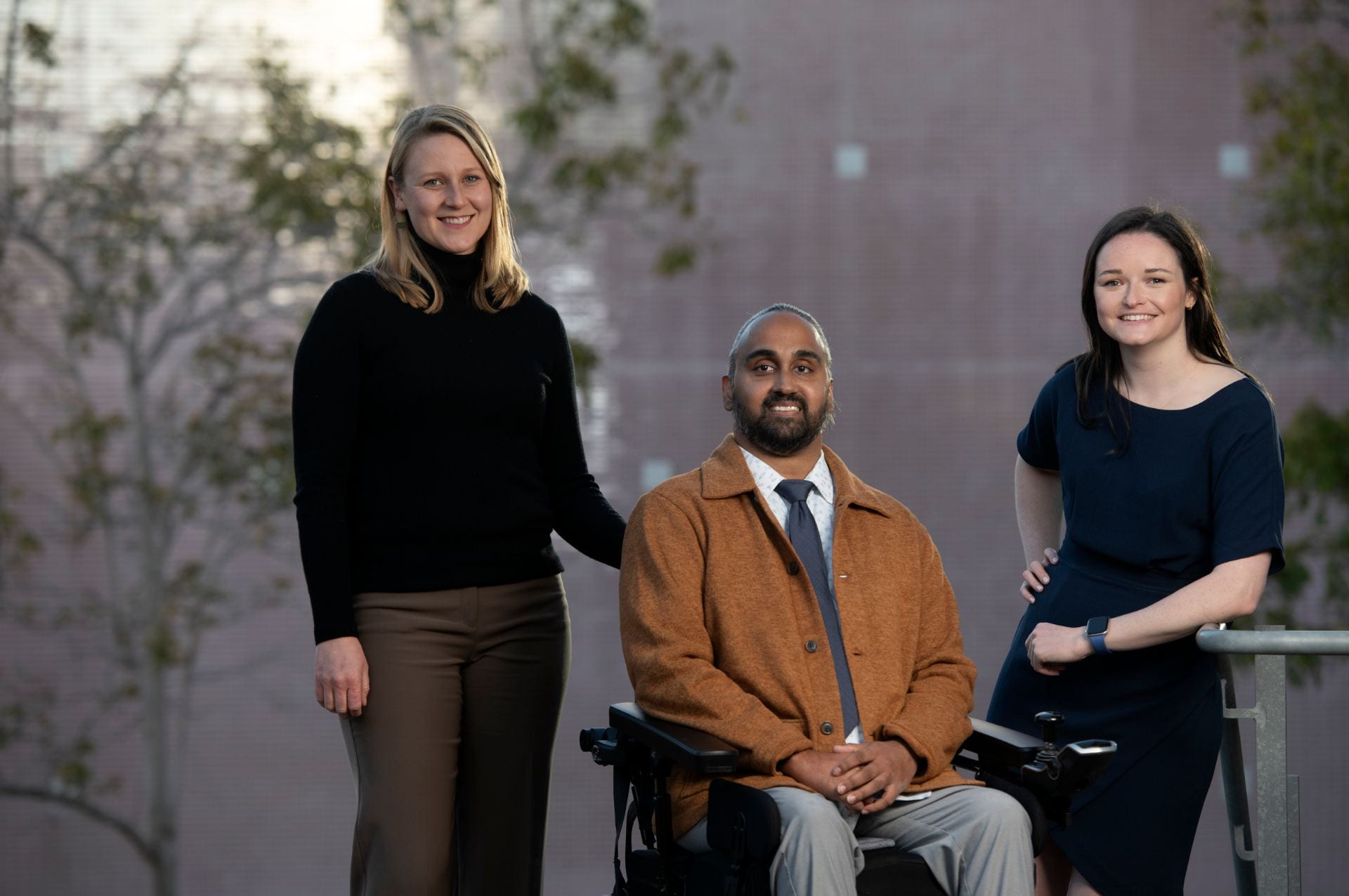 Graduating UCI medical students Anna Rasmussen, Hinesh Patel and Kate Boudreau (from left).
