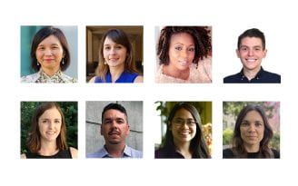UCI’s 2023-24 Hellman Fellows are (top row, from left) Diu-Huong Nguyen, Nicole Iturriaga, Cyrian Reed and Christopher Miles, as well as (bottom row, from left) Stacy Copp, Salvador Zárate, Herdeline Ardoña and Alexandra Voloshina.