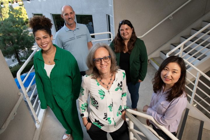 Clockwise from left: Assistant professor of education Symone Gyles, Professor of Civil & Environmental Enginnering Brett Sanders, Sara Ludovise with the OCDE, Associate professor of education Hosun Kang, and professor of education Rossella Santagata. The National Science Foundation has awarded an interdisciplinary team from the University of California, Irvine a three-year, $1.6 million grant focused on creating an accessible and equity-centered model for high school environmental engineering education intended to inspire and properly prepare students for careers in this field.