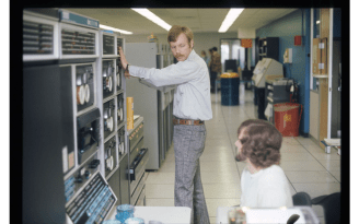In 1970, two men work in UCI’s information and computer science department.