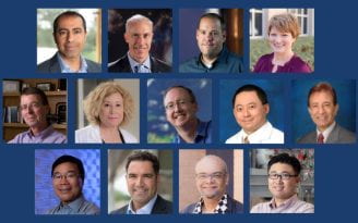 UCI’s highly cited researchers, as determined by Clarivate, are (from left, top row) Amir AghaKouchak, James S. Bullock, Steven J. Davis and Candice Odgers; (middle row) Greg J. Duncan, Susan M. O’Brien, James T. Randerson, Sai-Hong Ignatius Ou and Nosratola D. Vaziri; (bottom row) Xiaoqing Pan, Vojislav Stamenkovic, Julian F. Thayer and Huolin Xin.