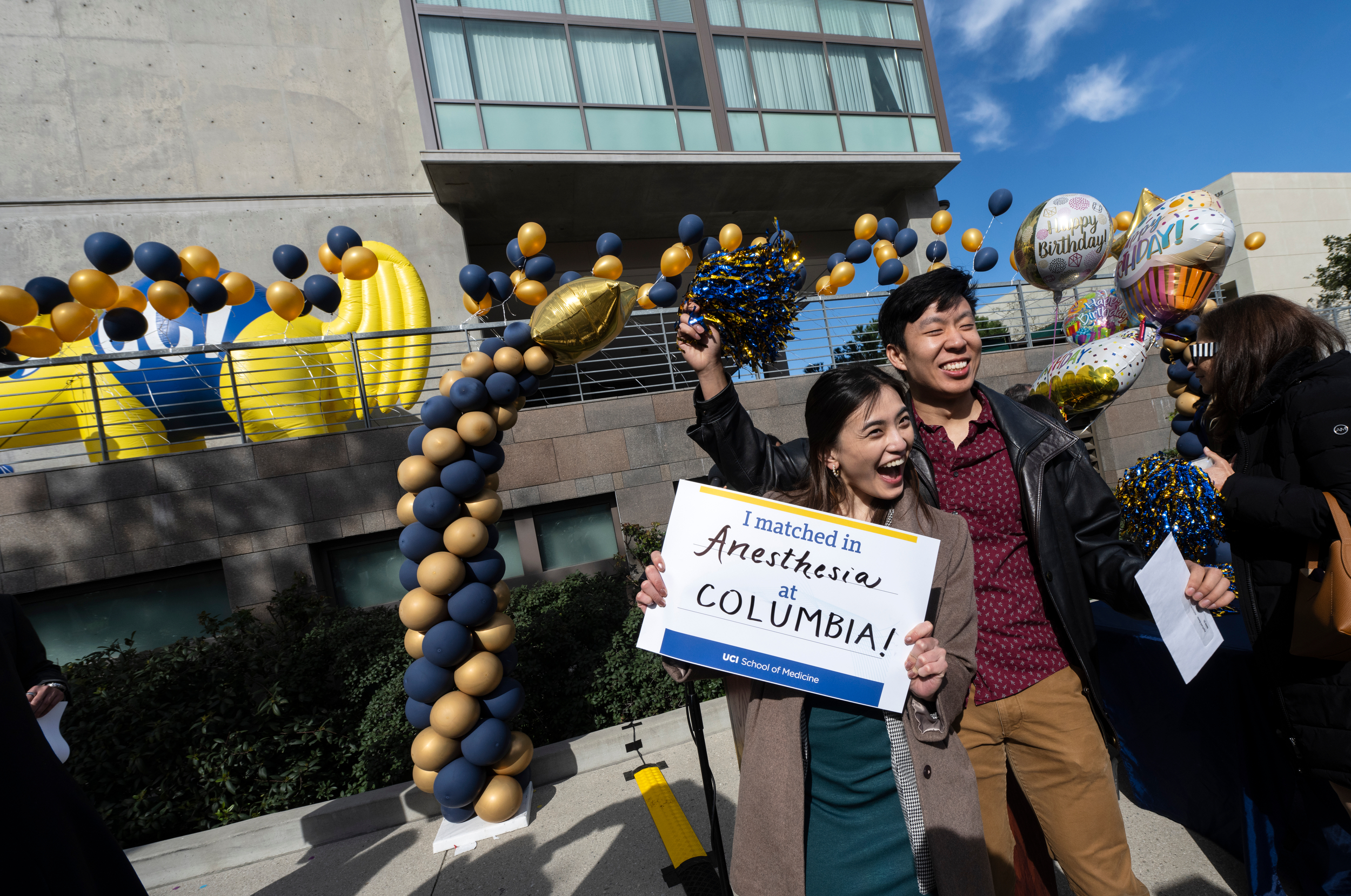 Graduating UCI medical student Melissa Chang and boyfriend David Zheng celebrate after the event.