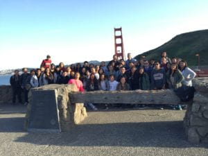 Anteater Academy students pose by San Francisco's Golden Gate Bridge during a spring break tour of college campuses. Matthew Conover / Valley High School