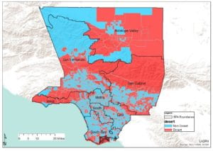 This map identifies pharmacy deserts in Los Angeles County.